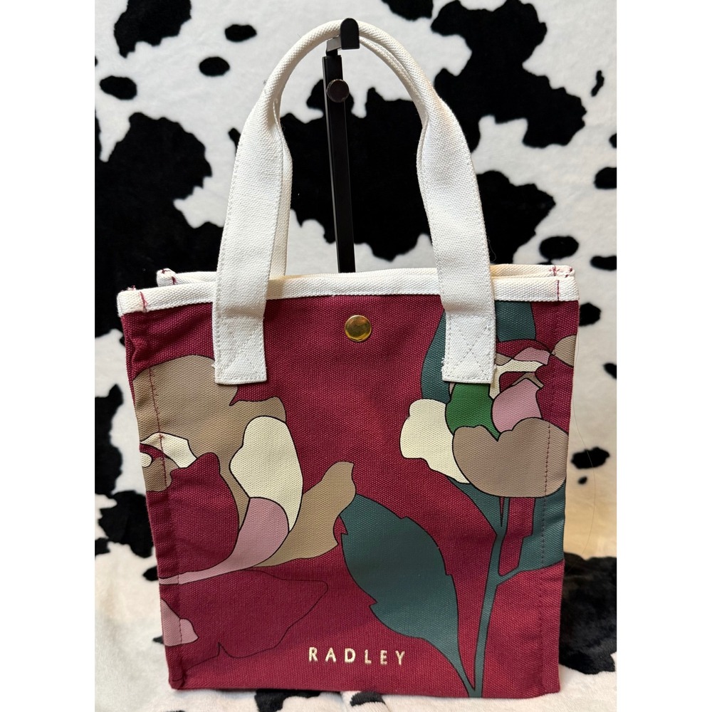RADLEY‎ Abstract Rose Small Open Top Canvas Tote Burgundy Floral